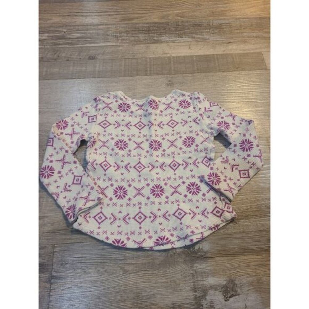 Old navy 3t girls pink and white cotton thermal long sleeve shirt